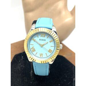 Guess Women's Watch GW0687L4 Mini Luna Quartz Blue Dial Leather Strap 30mm